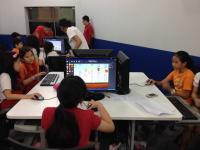 Children designing and developing Flappy Bird game Children designing and developing Flappy Bird game